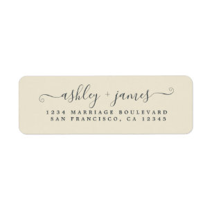 Étiquette Chic Script Antique Mariage Blanc Adresse de retou
