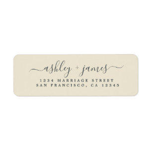 Étiquette Chic Script Antique Mariage Blanc Adresse de retou