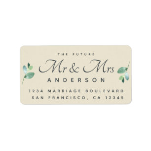 Étiquette Chic Script Foliage Future M. Mme Mariage Adresse