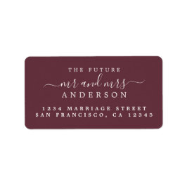 Étiquette Chic Script Future M. Mme Burgundy Adresse de reto
