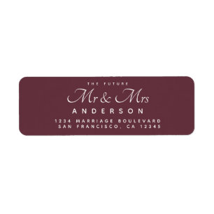 Étiquette Chic Script Future M. Mme Burgundy Adresse de reto
