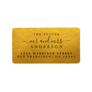 Étiquette Chic Script Future M. Mme Gold Adresse de retour