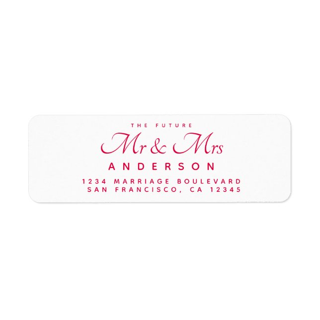 Étiquette Chic Script Future M. Mme La Mariage Adresse (Devant)