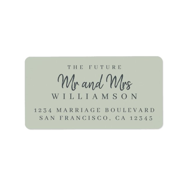 Étiquette Chic Script Future M. Mme Mariage Adresse de retou (Devant)