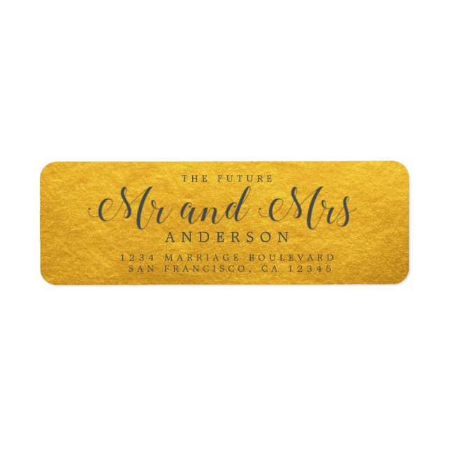 Étiquette Chic Script Future M. Mme Mariage Adresse de retou (Devant)