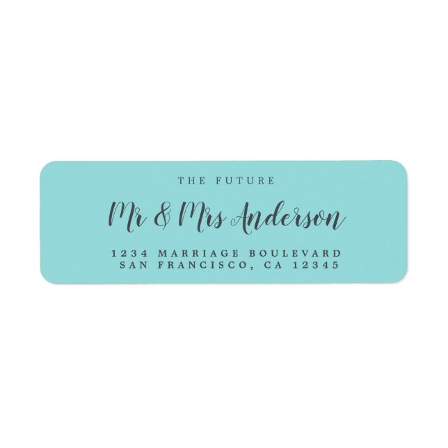 Étiquette Chic Script Future M. Mme Mariage Adresse de retou (Devant)