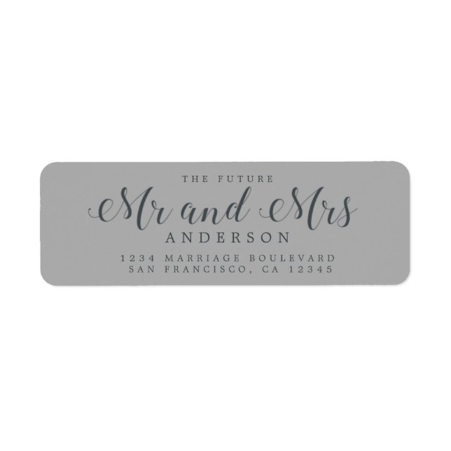 Étiquette Chic Script Future M. Mme Mariage Adresse de retou (Devant)