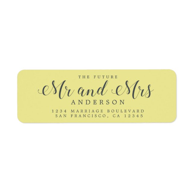 Étiquette Chic Script Future M. Mme Mariage Adresse de retou (Devant)