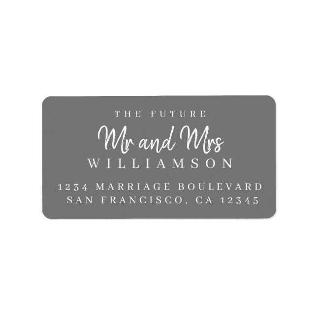 Étiquette Chic Script Future M. Mme Mariage Adresse de retou (Devant)