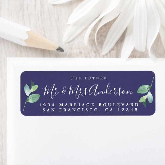 Étiquette Chic Script Future M. Mme Mariage Adresse de retou (En situation)