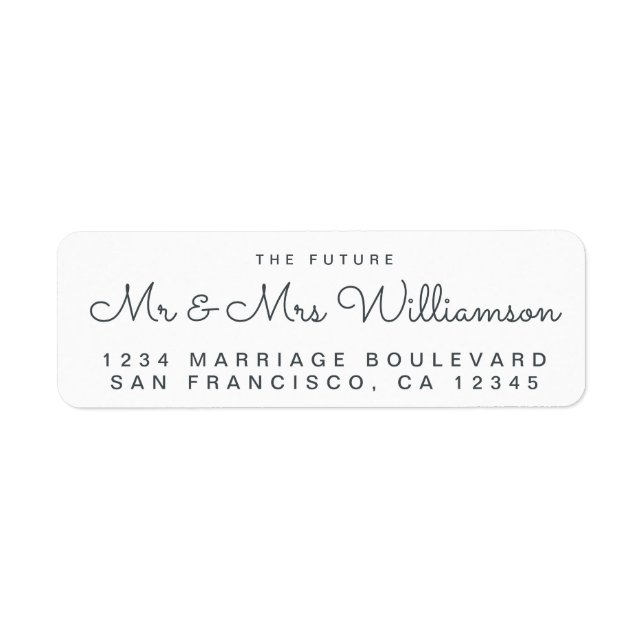 Étiquette Chic Script Future M. Mme Mariage Adresse de retou (Devant)
