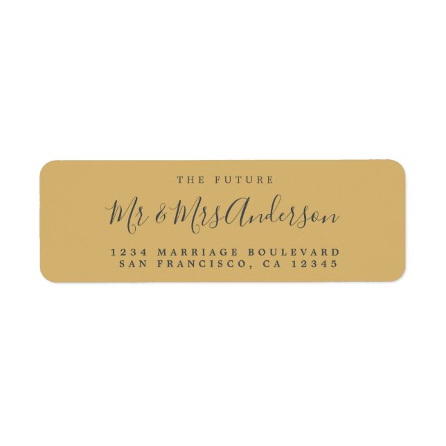Étiquette Chic Script Future M. Mme Mariage Adresse de retou (Devant)