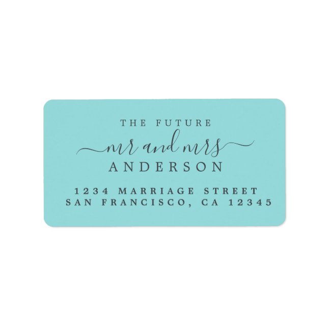 Étiquette Chic Script Future M. Mme Mariage Adresse de retou (Devant)