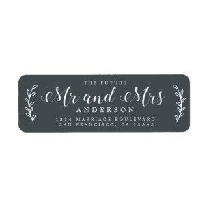 Étiquette Chic Script Future M. Mme Off-Black Adresse de ret