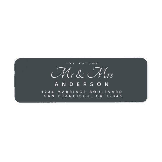 Étiquette Chic Script Future M. Mme Off-Black Adresse de ret (Devant)
