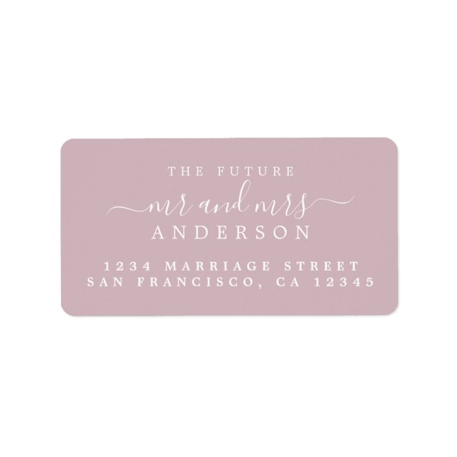 Étiquette Chic Script Future M. Mme Purple Mariage Adresse (Devant)