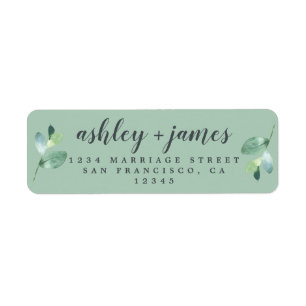 Étiquette Chic Script Green Foliage Mariage Adresse de retou