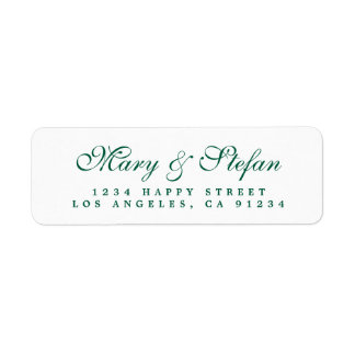 Étiquette Chic Script Green Mariage Adresse de retour