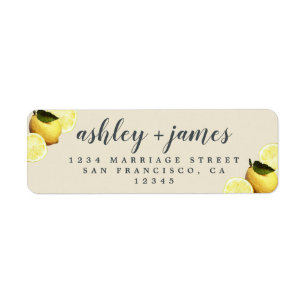 Étiquette Chic Script Lemon Slice Mariage Adresse de retour