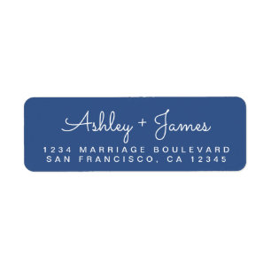 Étiquette Chic Script Names Classic Blue Return Address