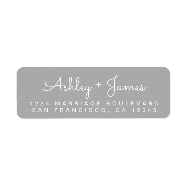 Étiquette Chic Script Names Grey Return Address (Devant)