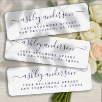 Chic Script Navy Nom bleu Adresse de retour