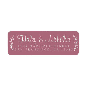 Étiquette Chic Script Rustic Foliage Mariage Adresse de reto