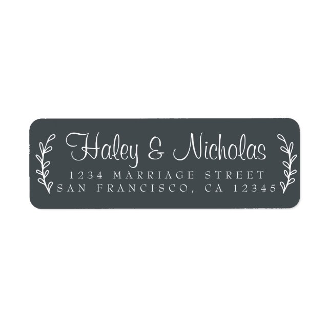 Étiquette Chic Script Rustic Foliage Mariage Adresse de reto (Devant)