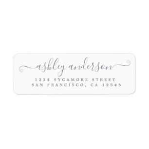Étiquette Chic Script Silver Ink Nom Adresse de retour