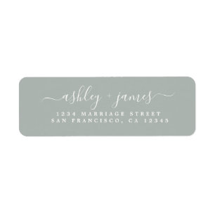 Étiquette Chic Script Storm Grey Mariage Adresse de retour
