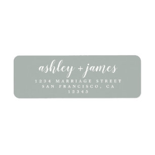 Étiquette Chic Script Storm Grey Mariage Adresse de retour