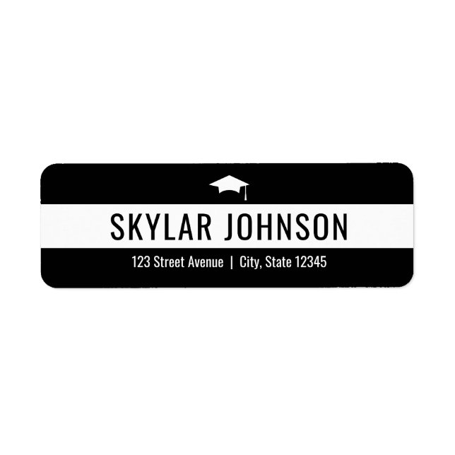 Étiquette Chic Stripes ÉDITABLE COULEUR Adresse de graduatio (Devant)