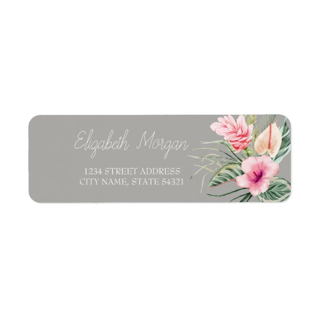 Étiquette Chic Tropical Flowers Hibiscus  Address Label (Devant)