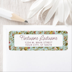 Étiquette Chic Vintage Pastel Rose Flower Art Motif