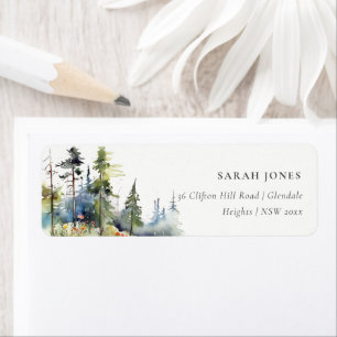 Étiquette Chic Watercolor Pine Forest Adresse paysagère