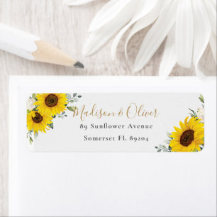 Étiquette Chic Yellow Sunflower Floral Adresse de retour