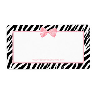 Étiquette Chic Zebra Print Boutique Light True Pink Ribbon