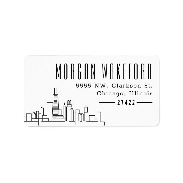 Étiquette Chicago, Illinois Deco Skyline Large (Devant)