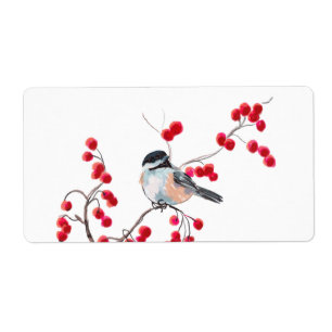 Étiquette CHICKADEE & BERRIES ROUGES par SHARON SHARPE