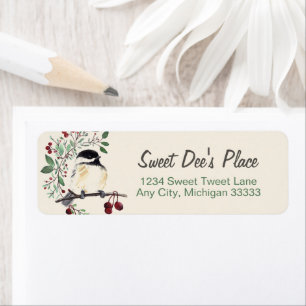 Étiquette Chickadee Watercolor Art Return Address  Label