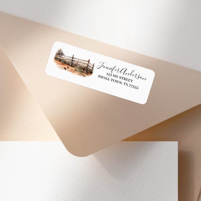 Étiquette Chicken Farm Fence Fun Address (Créateur téléchargé)