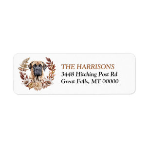 Étiquette Chien anglais Mastiff Automne Wreath