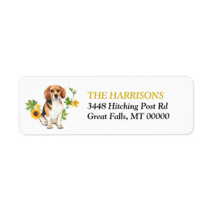 Étiquette Chien Beagle jaune tournesol