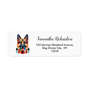 Étiquette Chien berger allemand Géométrique Adresse de retou