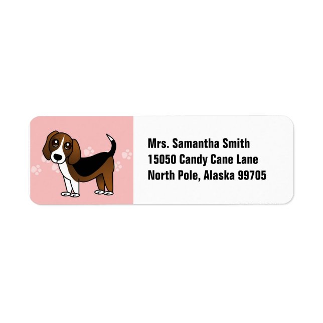 Étiquette Chien caricature Beagle mignon (Devant)