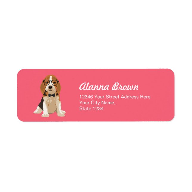 Étiquette Chien chiot Beagle mignon Hipster pour Amoureux de (Devant)