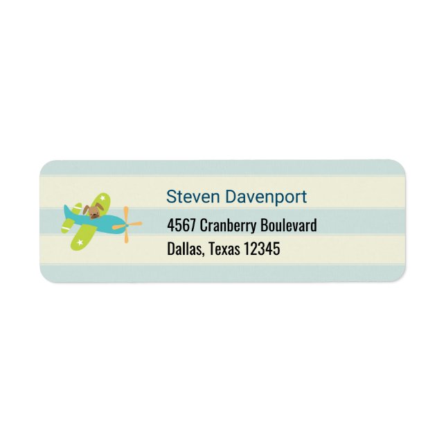 Étiquette Chien coquelicot dans un jouet avion mignon (Devant)