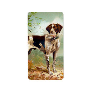 Étiquette Chien de chasse avec oiseau dans la bouche