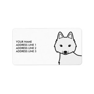Étiquette Chien de dessin animé blanc Alaskan Klee Kai & Tex