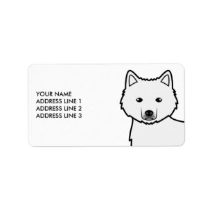 Étiquette Chien de dessin animé Malamute blanc d'Alaska & Te